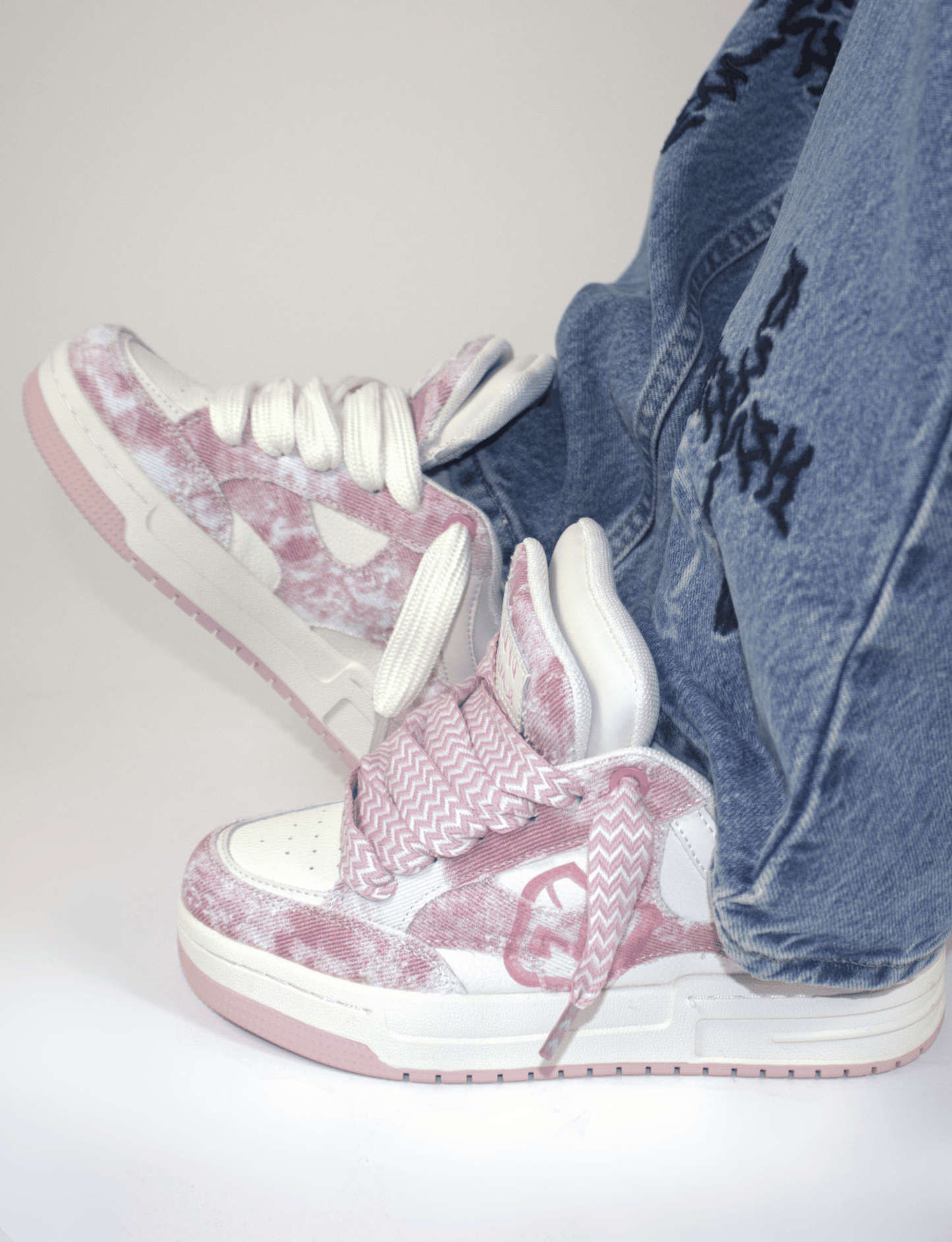 Pink Double Tongue Sneakers
