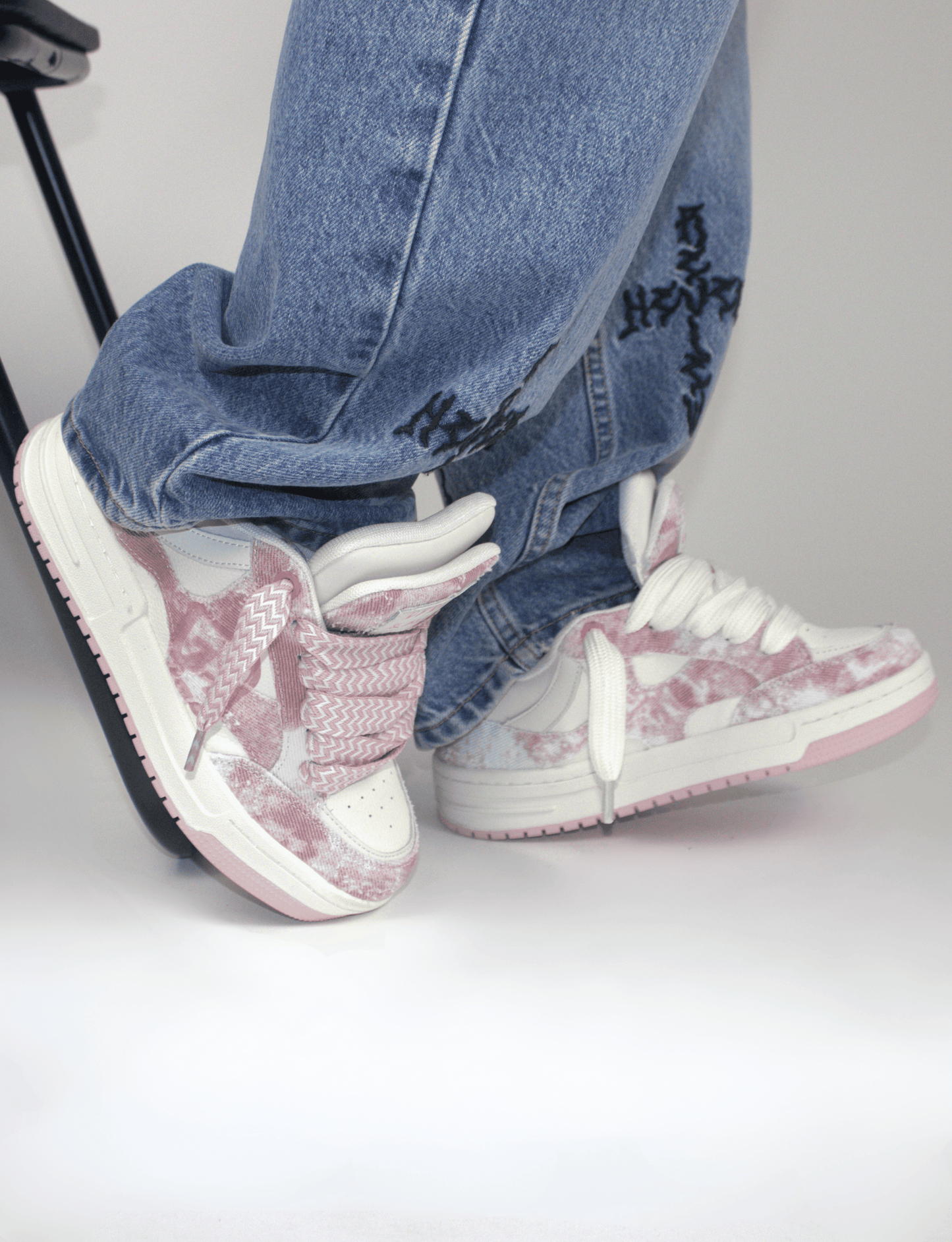Pink Double Tongue Sneakers
