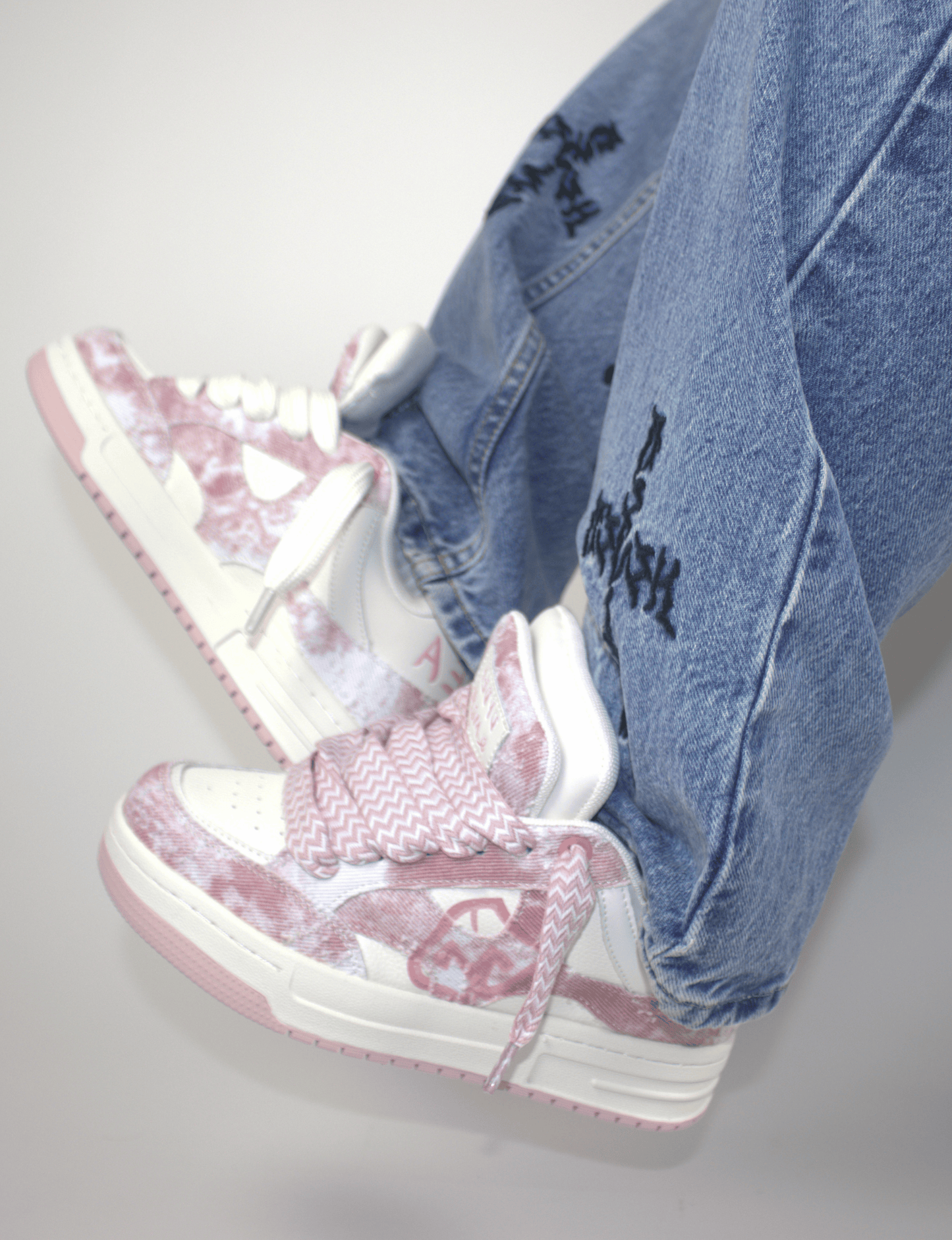 Pink Double Tongue Sneakers