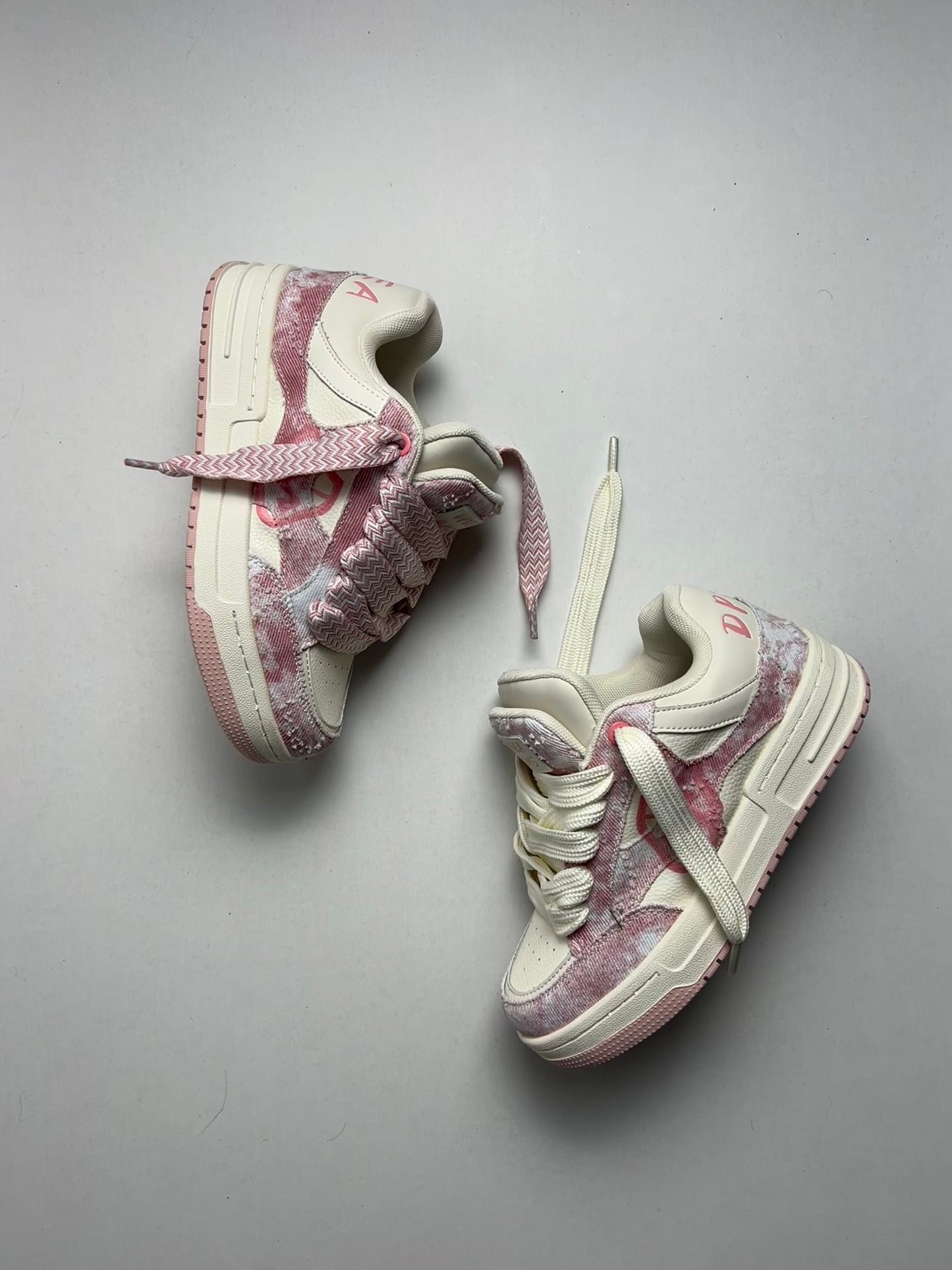 Pink Double Tongue Sneakers