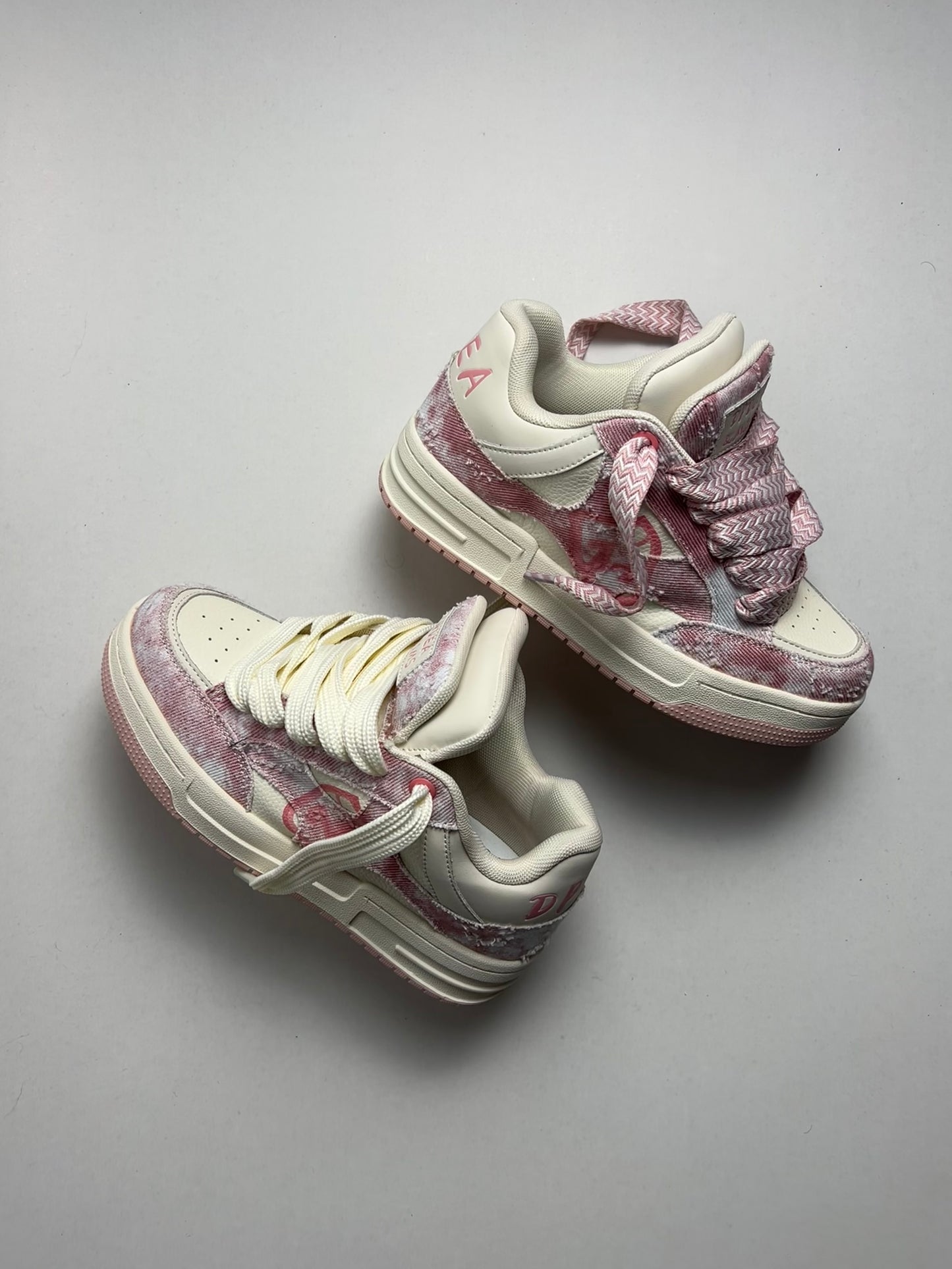 Pink Double Tongue Sneakers