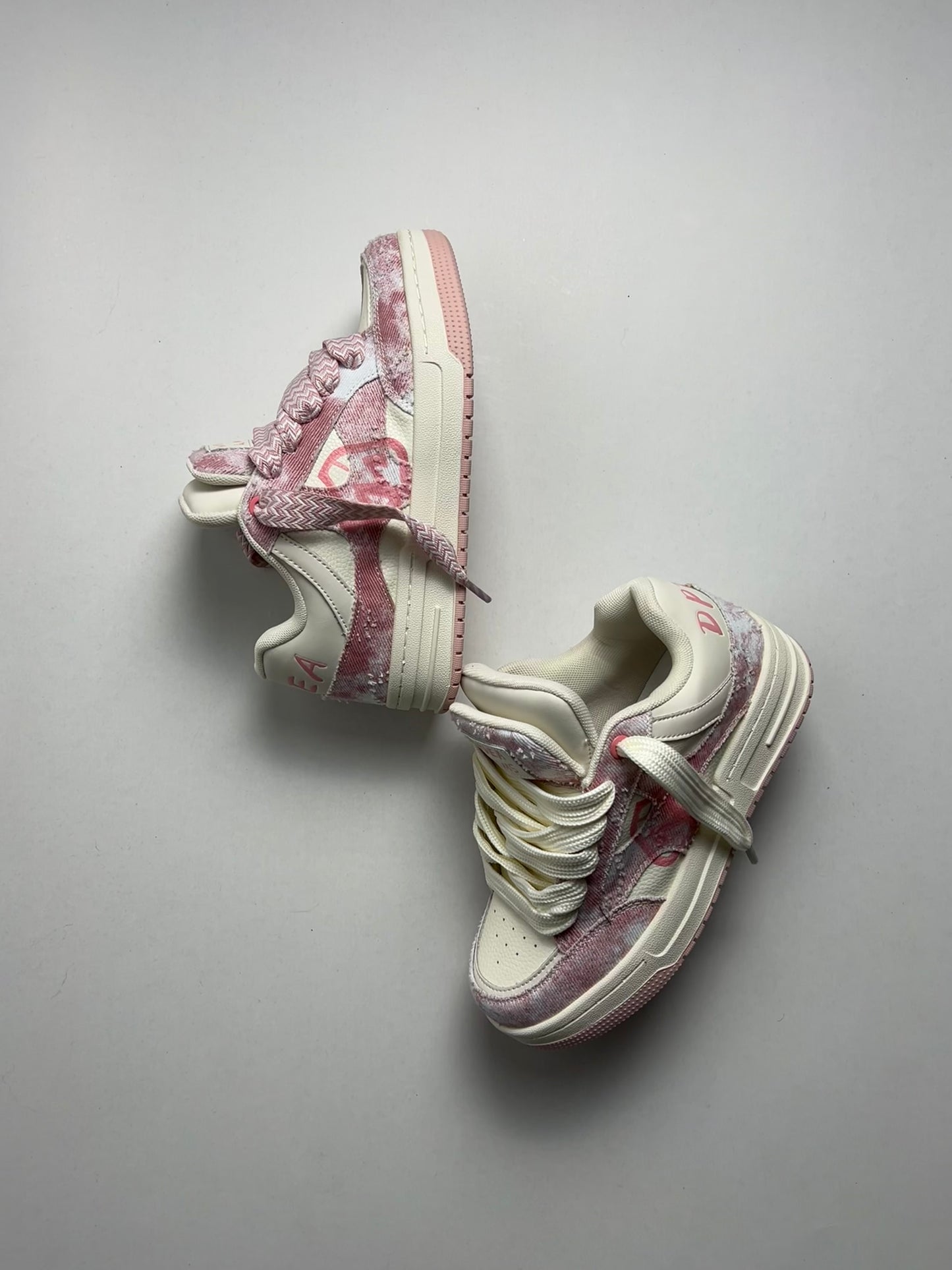 Pink Double Tongue Sneakers