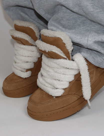 Plush Double Tongue Sneakers