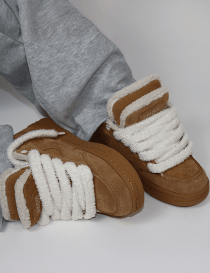 Plush Double Tongue Sneakers
