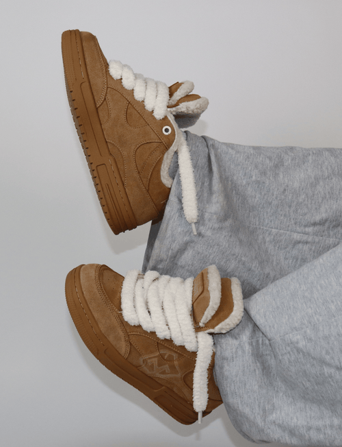 Plush Double Tongue Sneakers