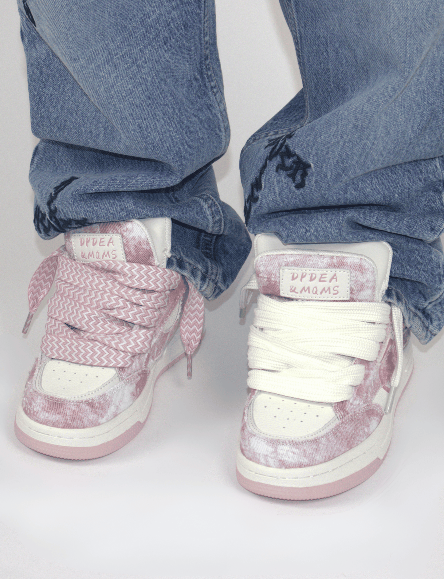 Pink Double Tongue Sneakers