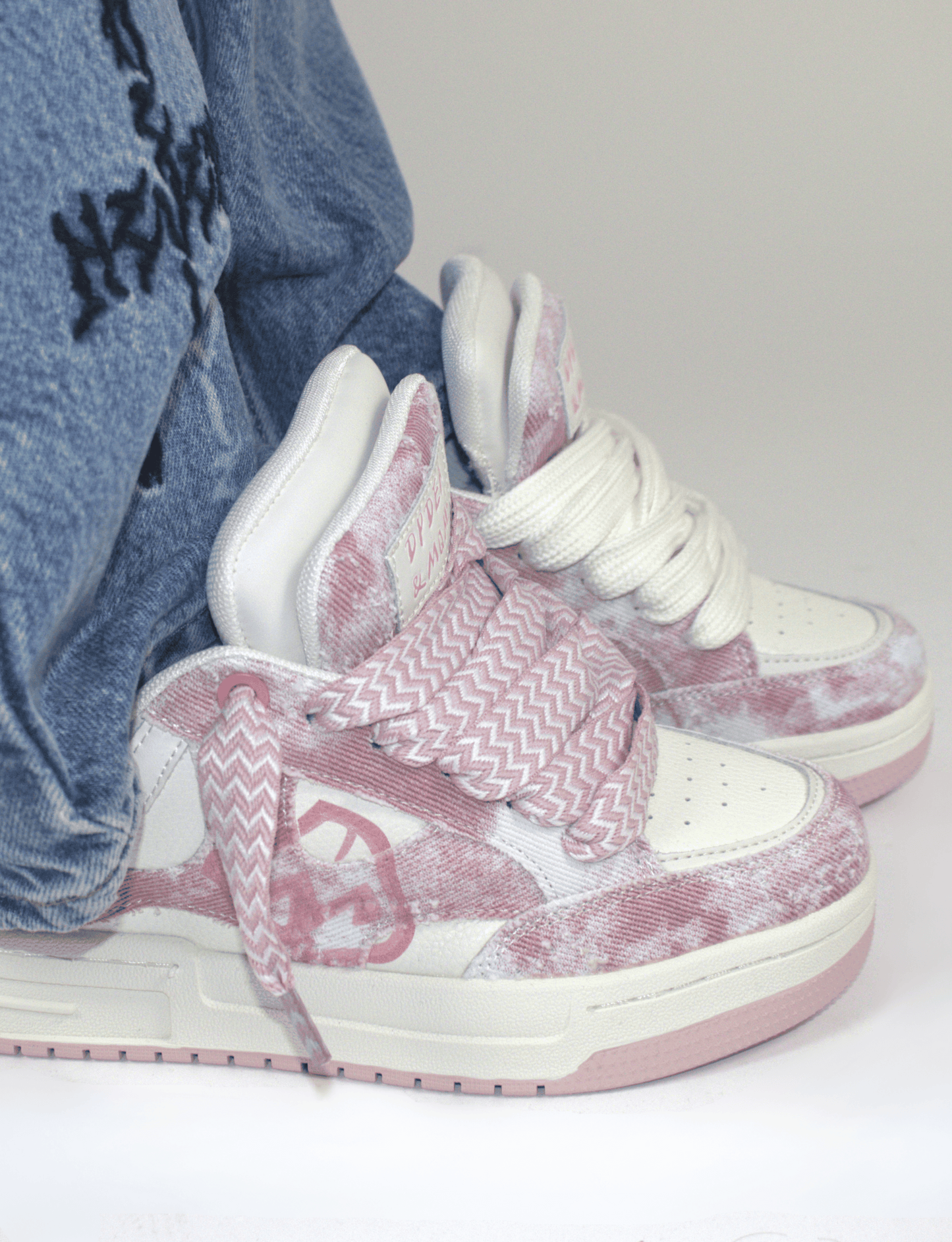 Pink Double Tongue Sneakers