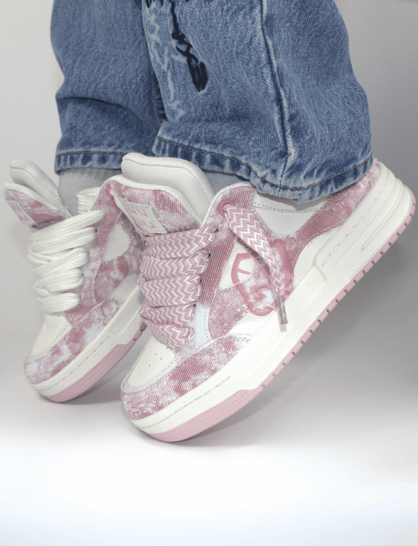 Pink Double Tongue Sneakers