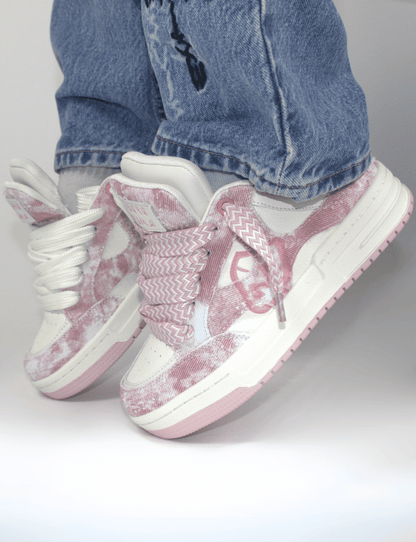Pink Double Tongue Sneakers