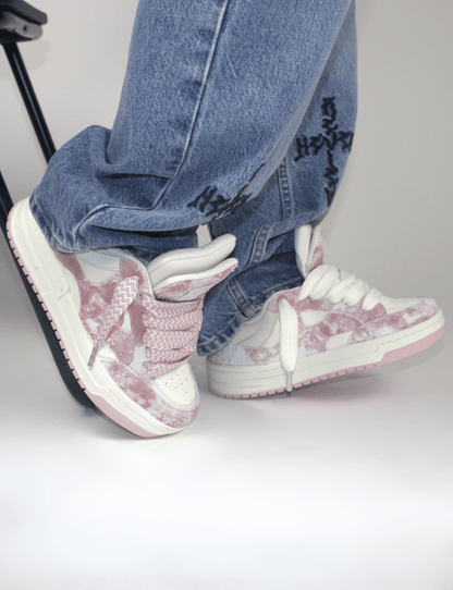 Pink Double Tongue Sneakers