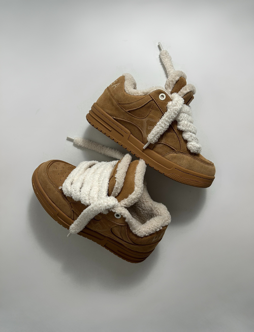Plush Double Tongue Sneakers