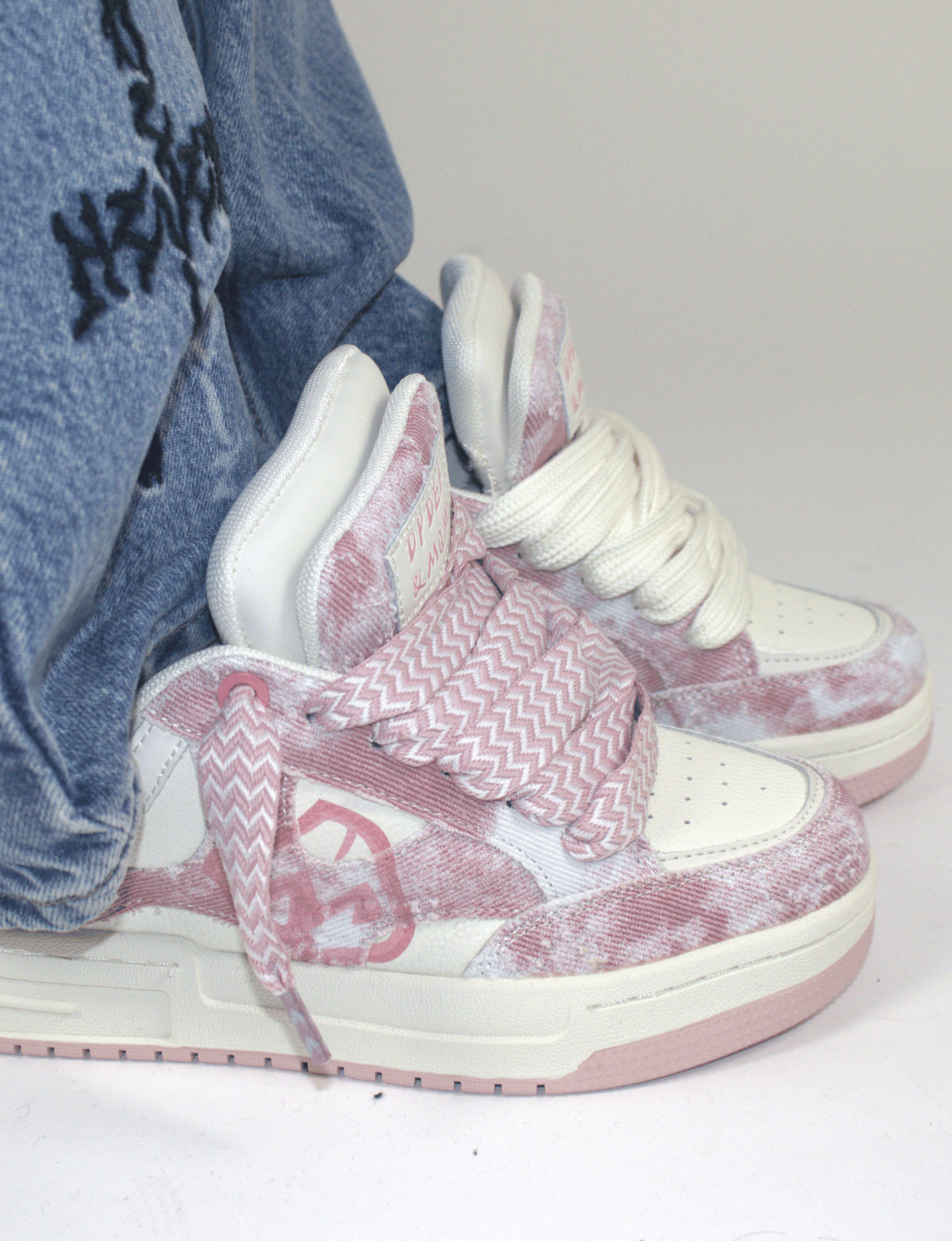 Pink Double Tongue Sneakers