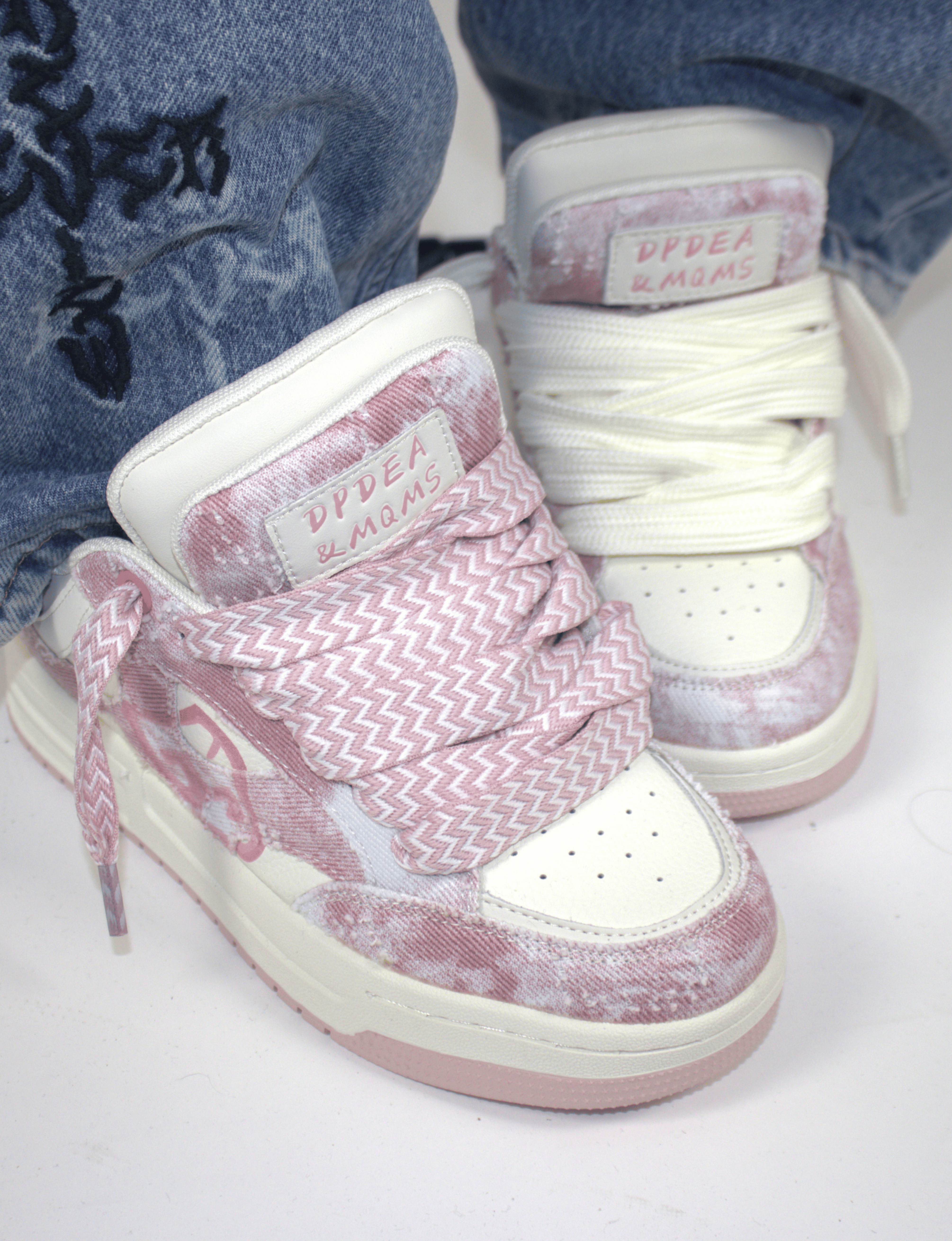 Pink Double Tongue Sneakers