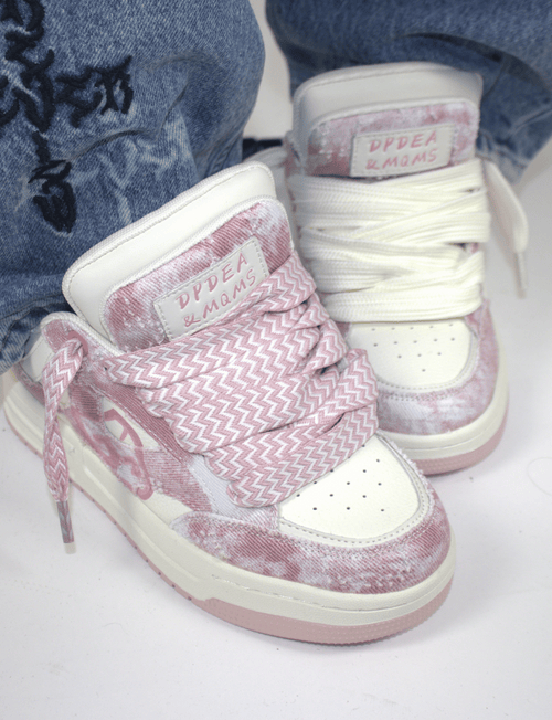 Pink Double Tongue Sneakers