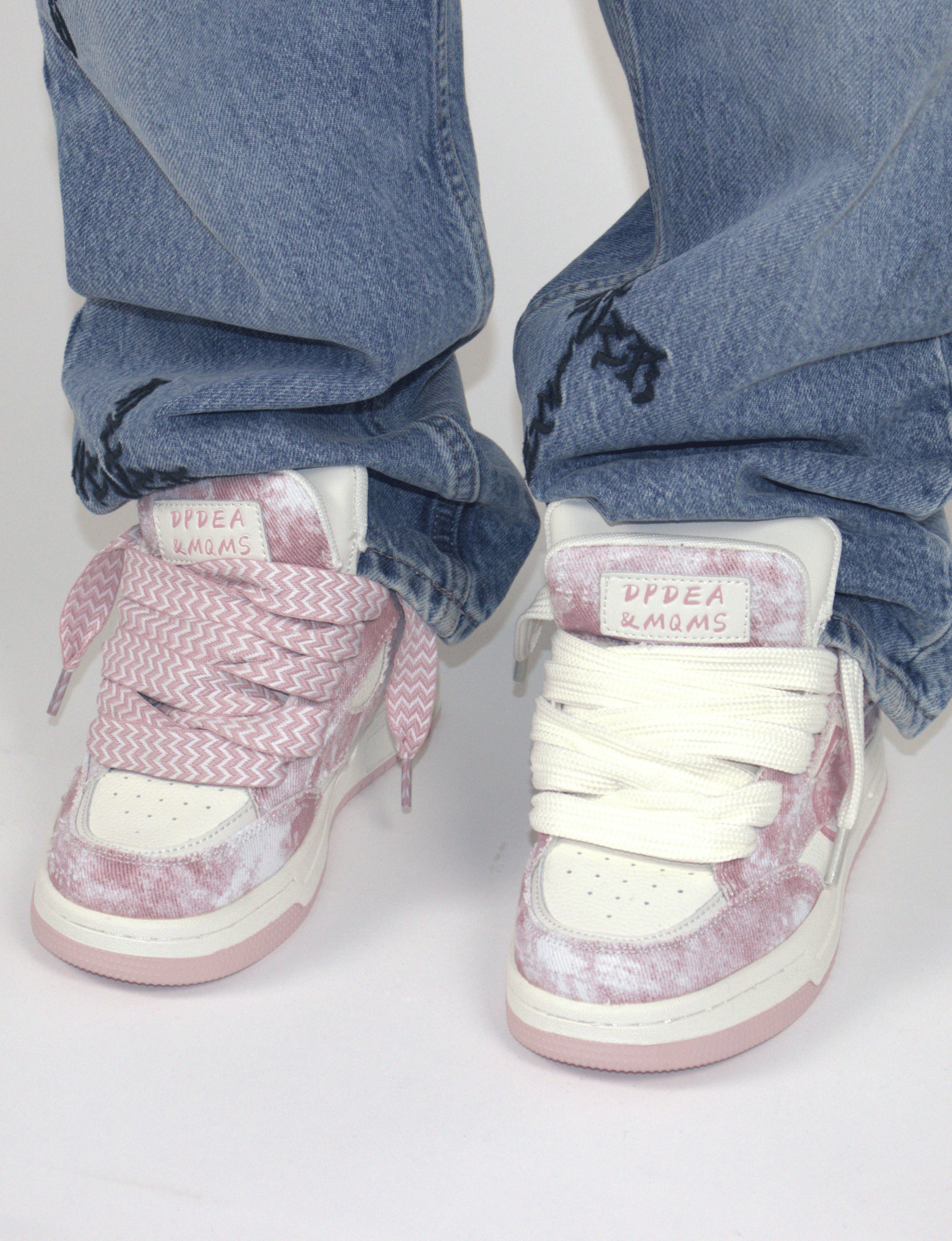 Pink Double Tongue Sneakers