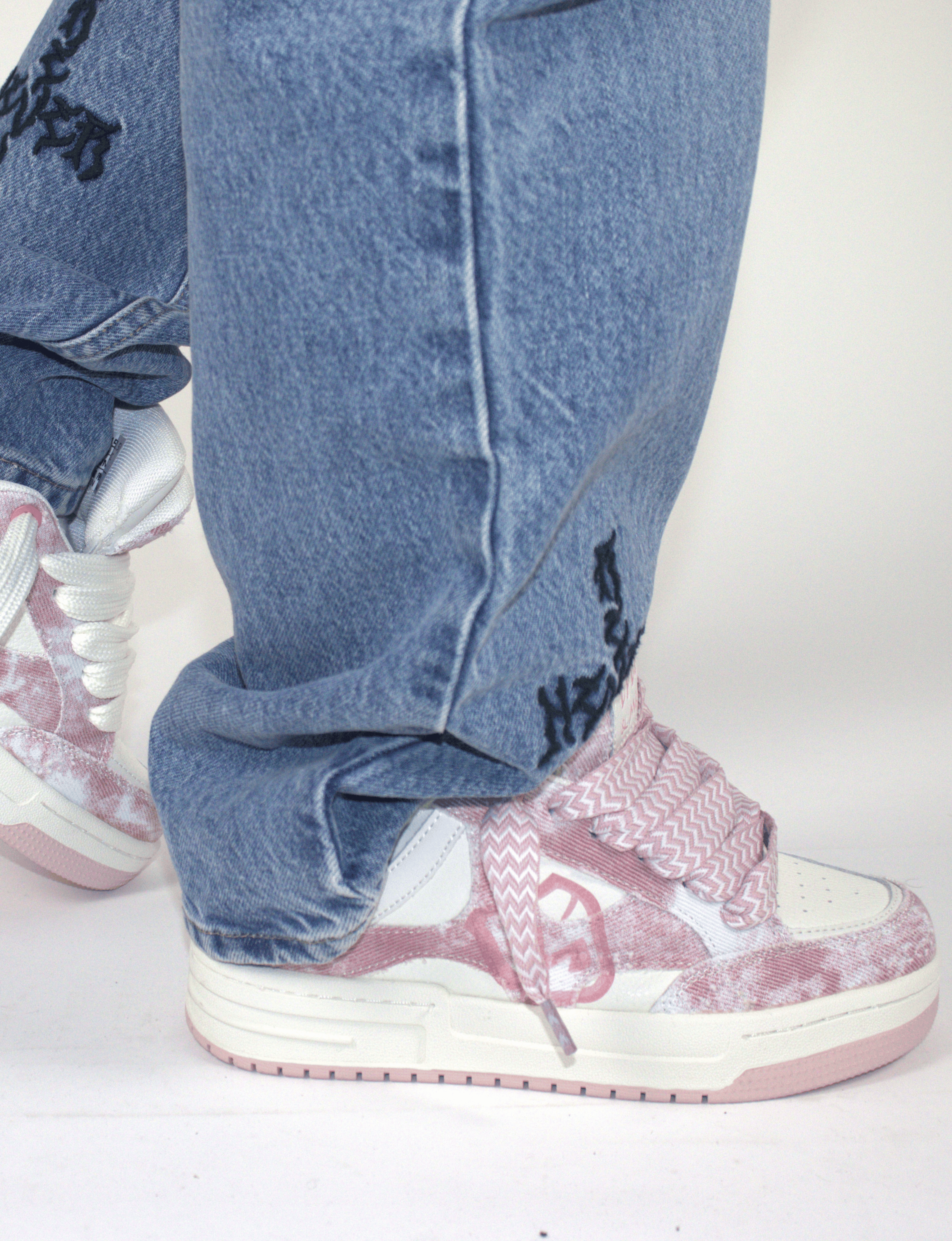 Pink Double Tongue Sneakers