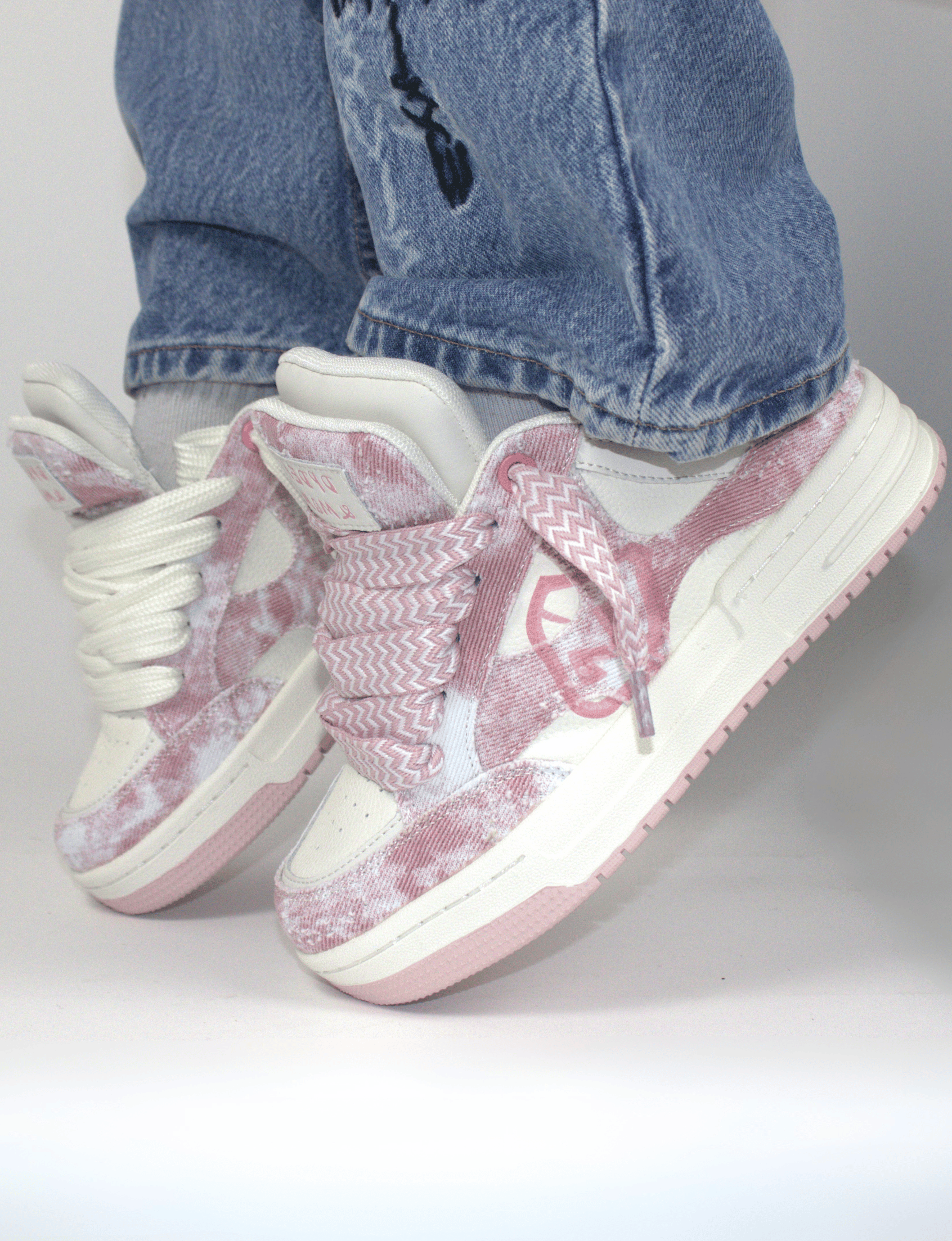 Pink Double Tongue Sneakers
