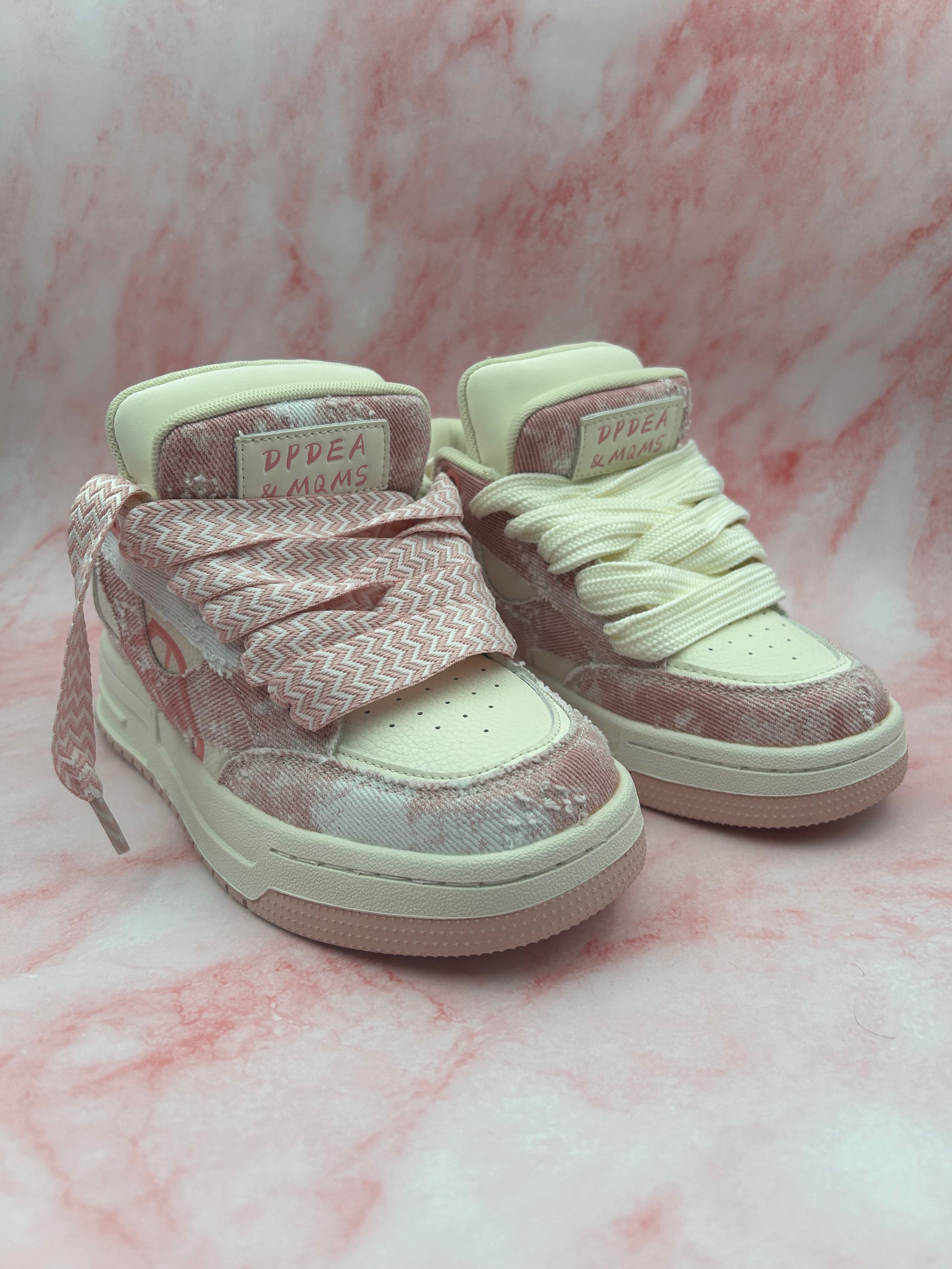 Pink Double Tongue Sneakers