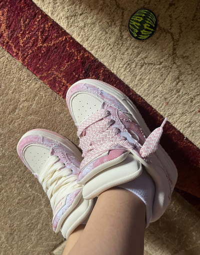Pink Double Tongue Sneakers